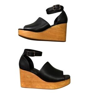 Charlotte Stone Platform Wedge Heel in black leather 
Size 10